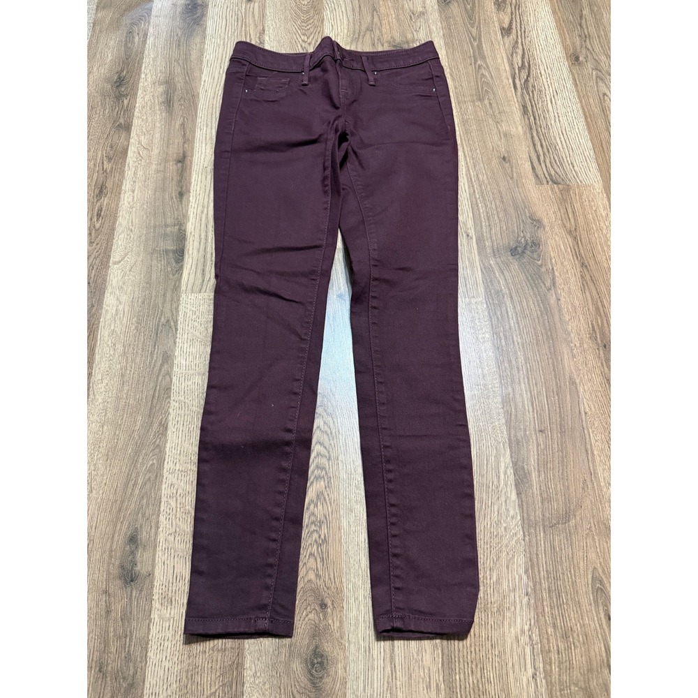 Mossimo Jeans Women Size 00/24 Burgundy Pants Skinny Super Stretch